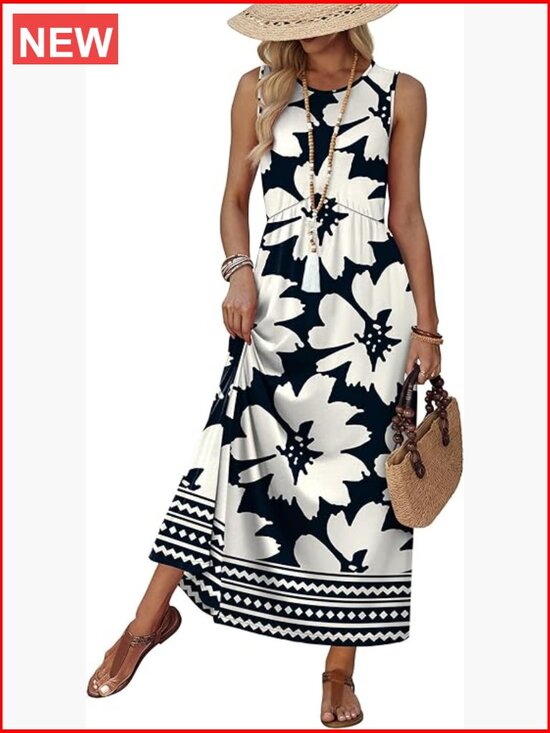 Dresses & Skirts - Babydoll Maxi Dress Empire Waist with Pockets Summer Vacation Sundress